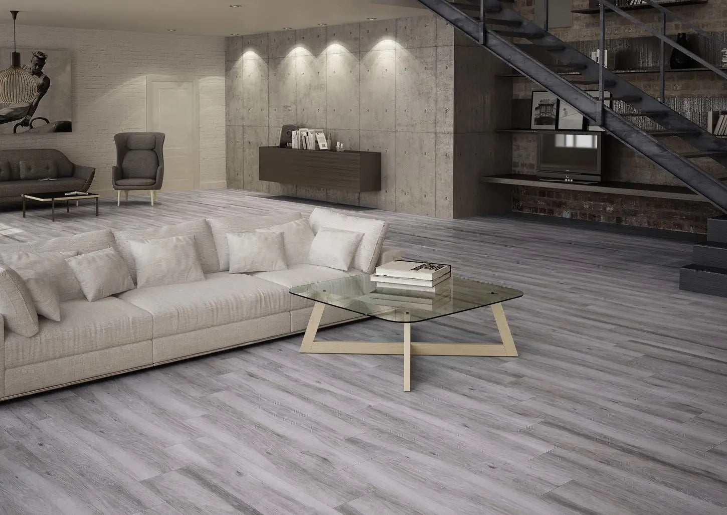 Beatrice Ash Grey Wood Effect Floor Tile 1200x233mm Luxury Tiles