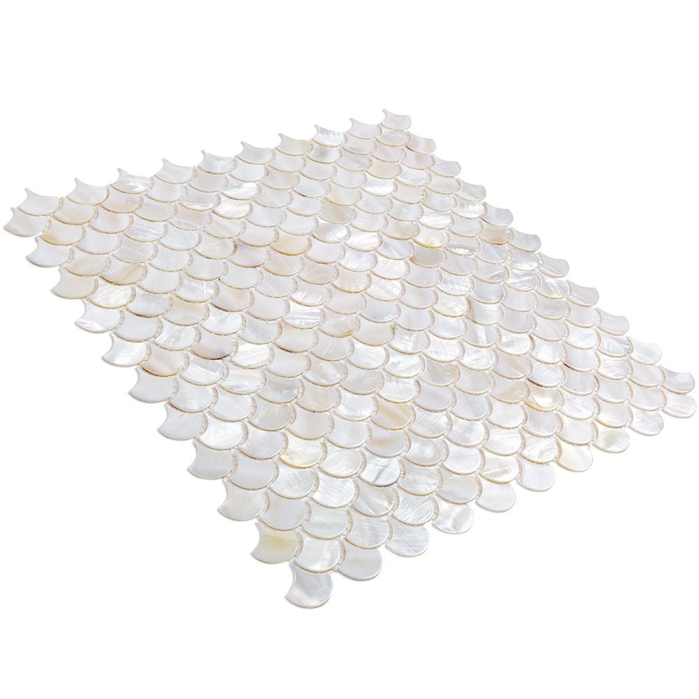 Handmade White Fish Scale Mother of Pearl Mosaic Tile For Bathroom Kitchen Wall Shower Spa Backsplash Tile