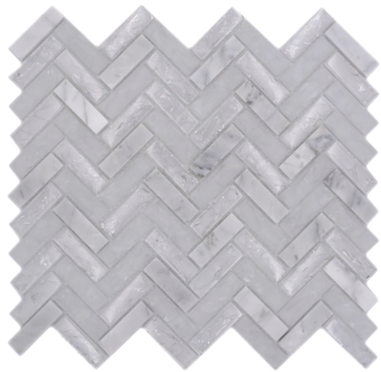 Malawi White Natural Stone Herringbone Mosaic - Luxury Tiles UK