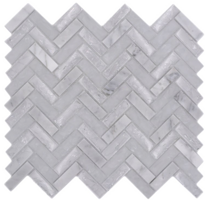 Malawi White Natural Stone Herringbone Mosaic