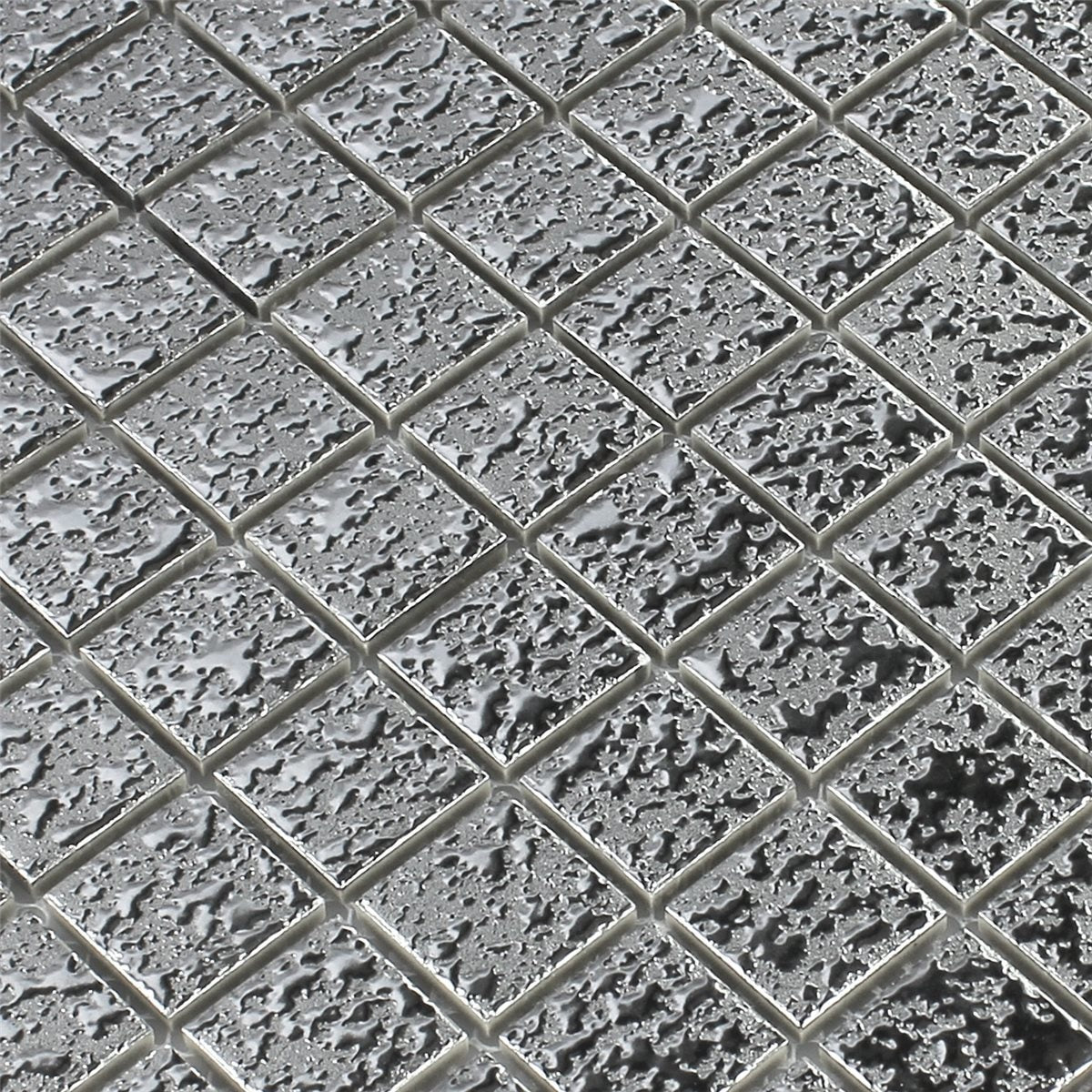 Mosaic Ritz Silver Ceramic Wall Tile 330x302mm | Luxury Tiles UK