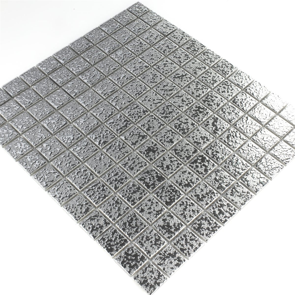 Mosaic Ritz Silver Ceramic Wall Tile 330x302mm - Luxury Tiles UK