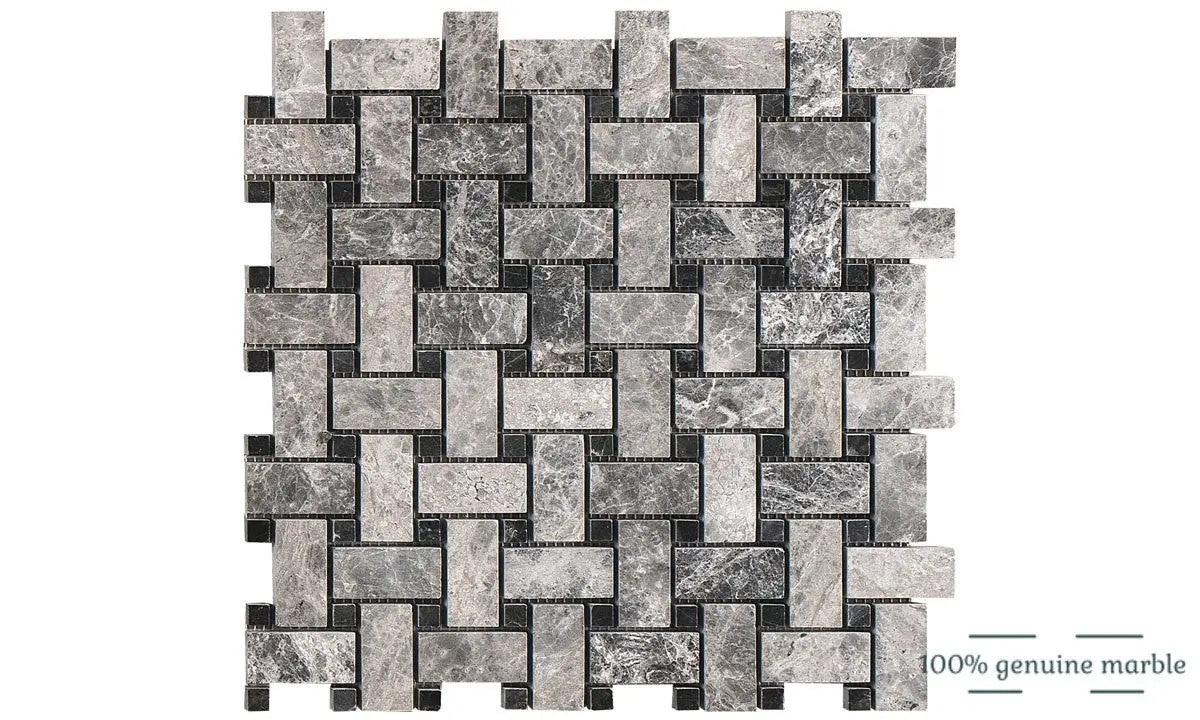 Silver Moon Basketweave Wall and Floor Tile 30.5cm x 30.5cm Luxury Tiles