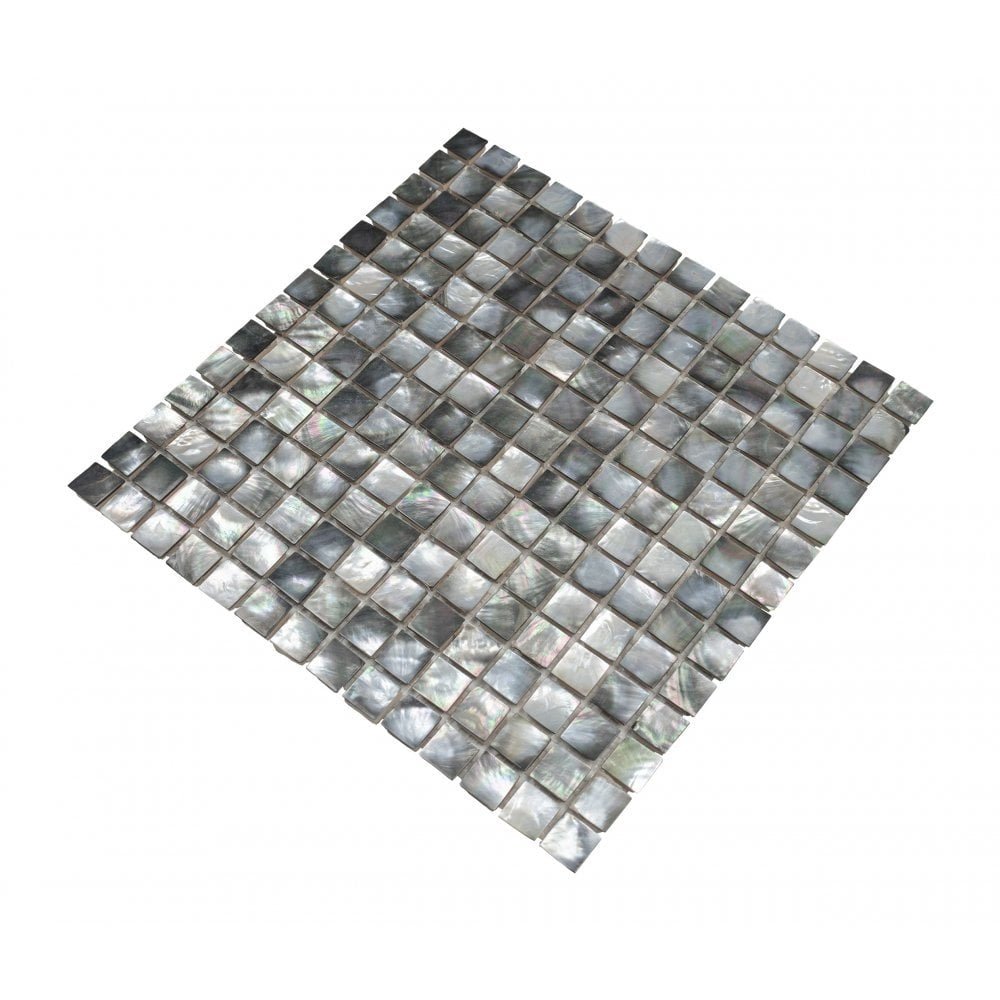 Square Black Mother of Pearl Mosaic 30.5x30.5 cm - Luxury Tiles UK