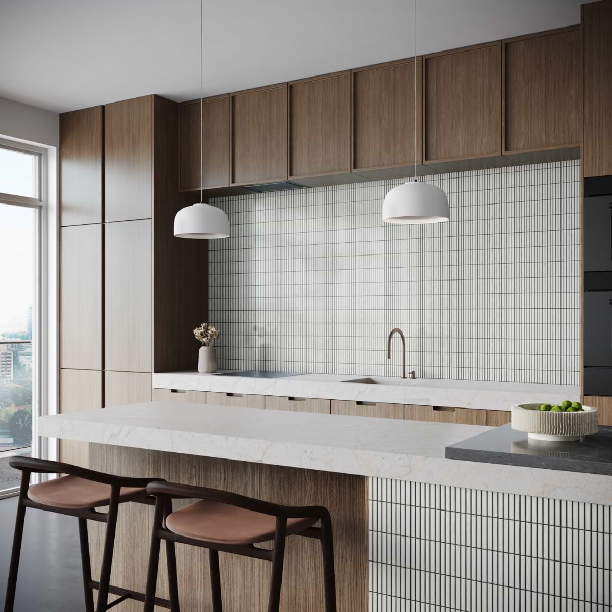 Tokyo Mini Kit-Kat Mosaic Tile Sheet Gloss White with Shaded Edges