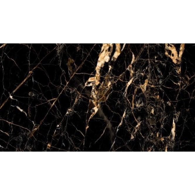 Gold Creama  & Jet Black Marble Effect 60cm x 120cm Floor and Wall Tile - Luxury Tiles UK