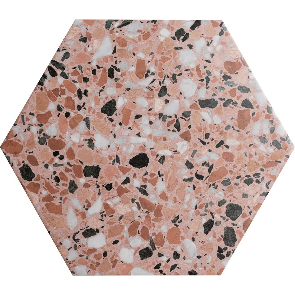 Terrazzo Hexagon Blush Porcelain Tile - Luxury Tiles UK