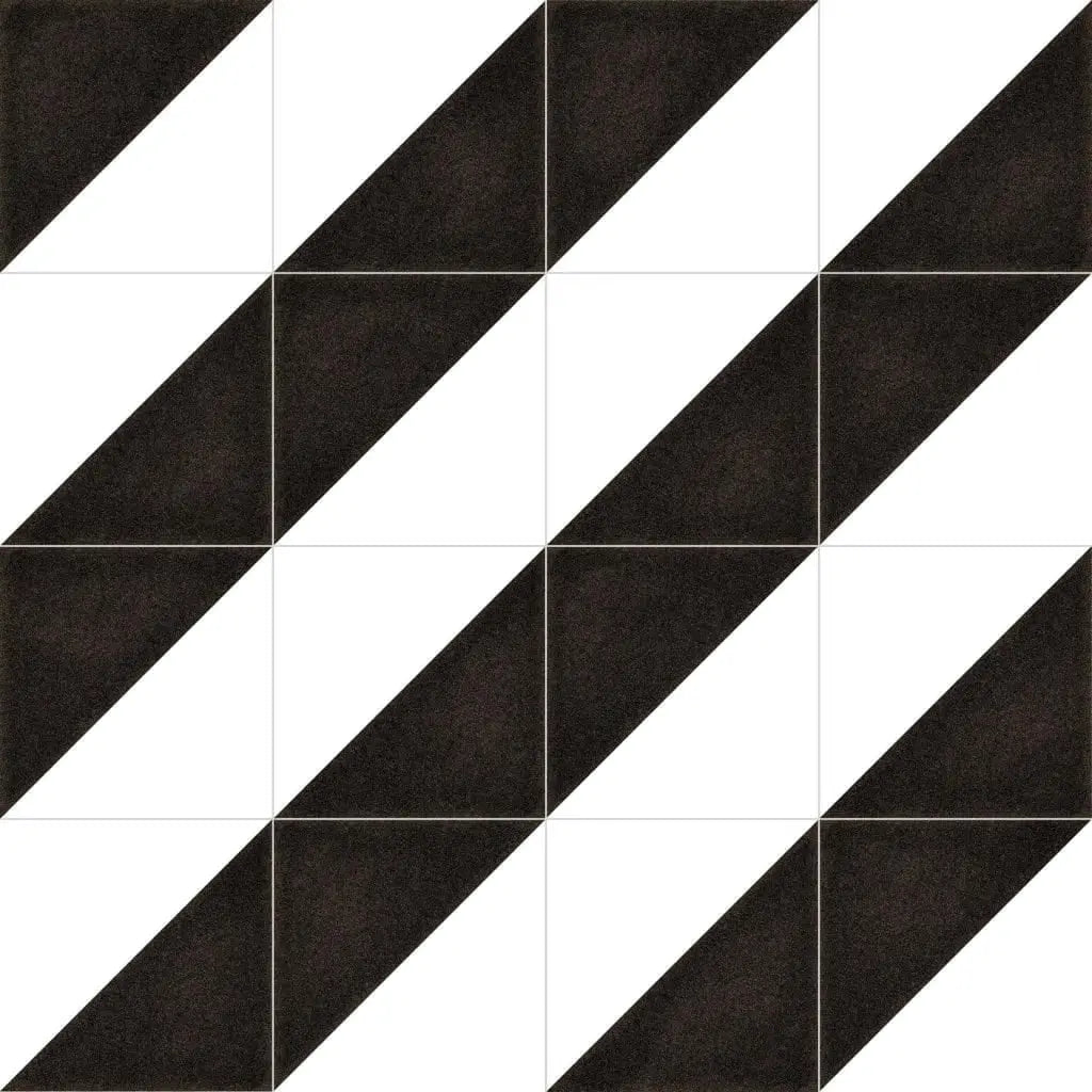 Aspen Black and White Triangle Porcelain 200x200 Tile Luxury Tiles