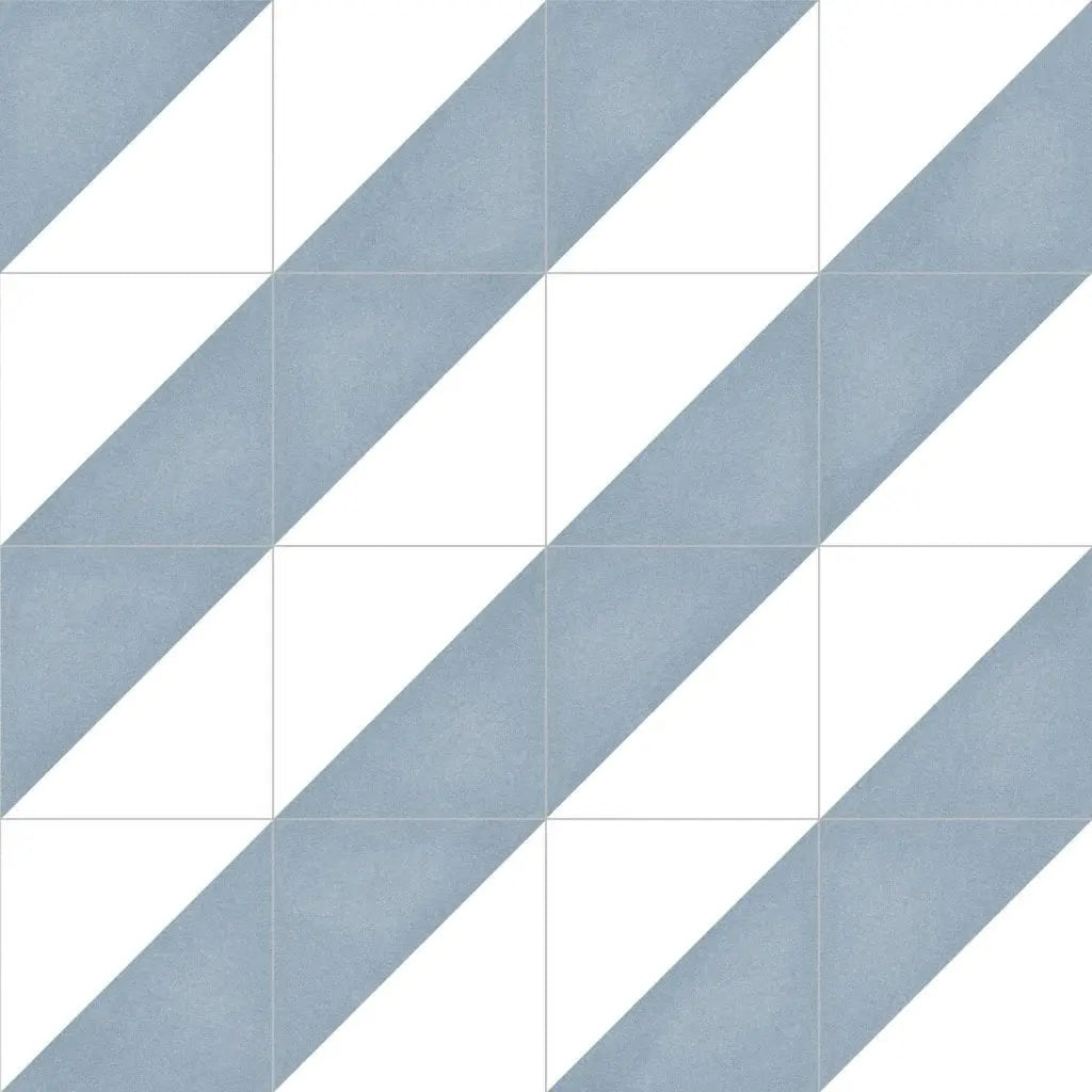 Aspen Blue and White Triangle Porcelain 200x200 Tile Luxury Tiles UK