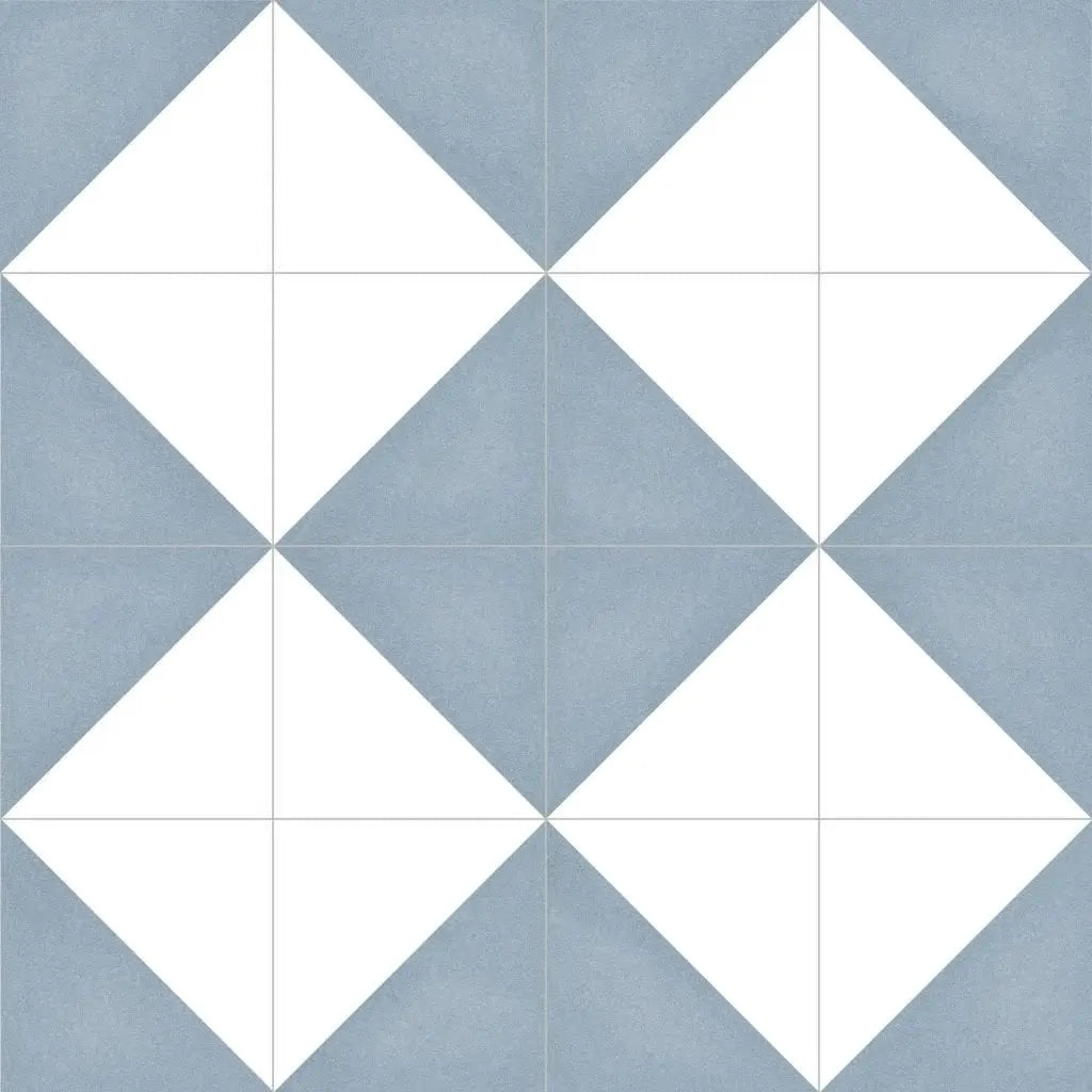 Aspen Blue and White Triangle Porcelain 200x200 Tile Luxury Tiles UK