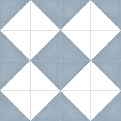 Aspen Blue and White Triangle Porcelain 200x200 Tile Luxury Tiles UK