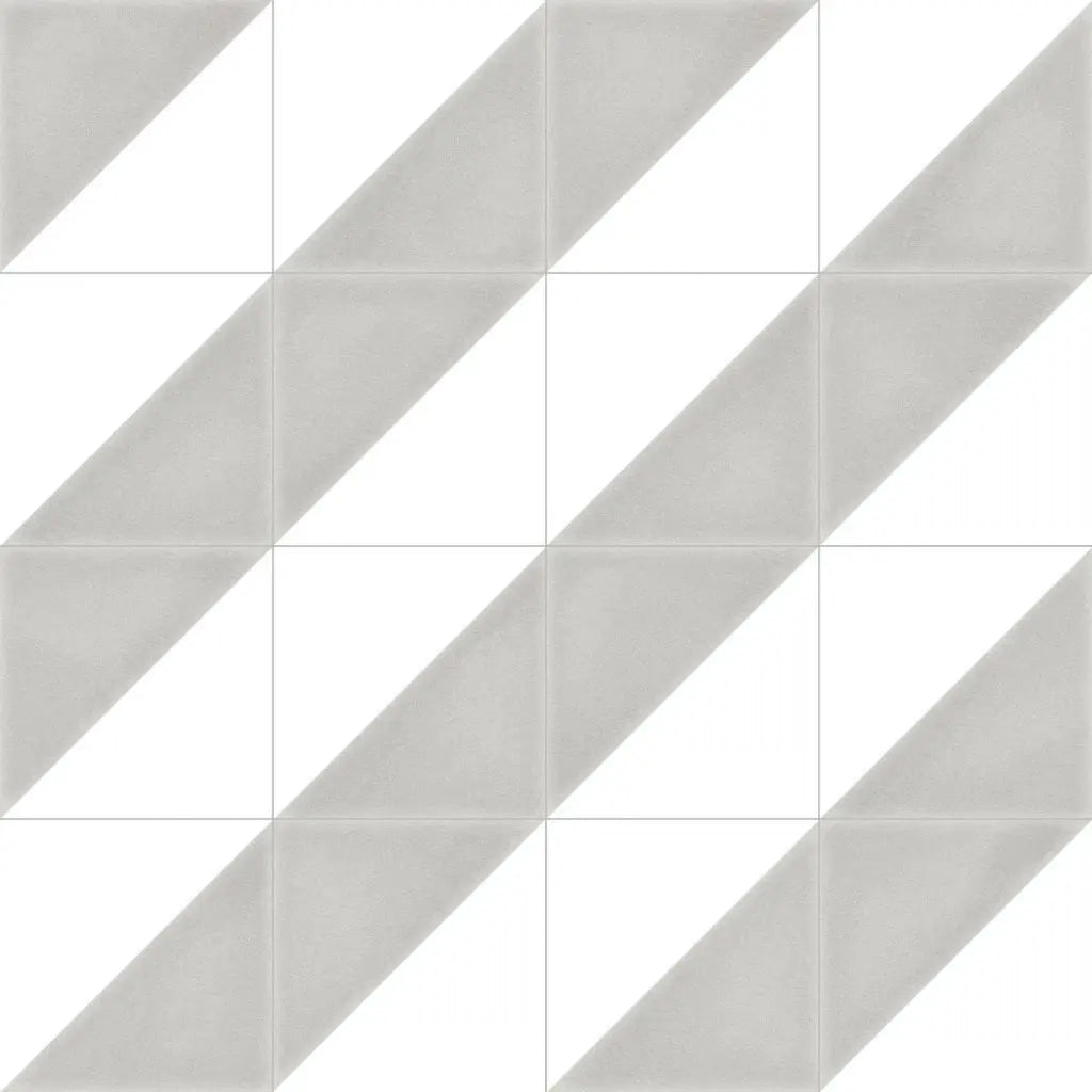 Aspen Light Grey and White Triangle Porcelain 200x200 Tile Luxury Tiles UK