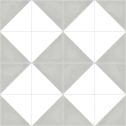 Aspen Light Grey and White Triangle Porcelain 200x200 Tile Luxury Tiles UK