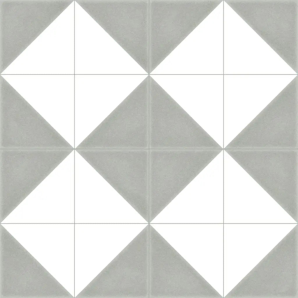 Aspen Dark Grey and White Triangle Porcelain 200x200 Tile Luxury Tiles UK