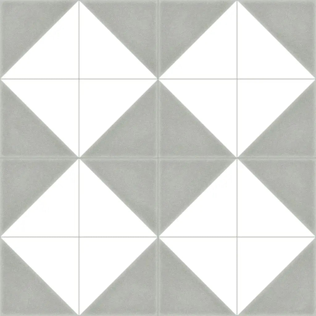 Aspen Dark Grey and White Triangle Porcelain 200x200 Tile Luxury Tiles UK