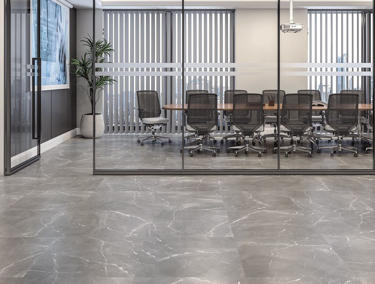 Storm Grey Matt Marble Effect 600x600mm Tile - Luxury Tiles UK