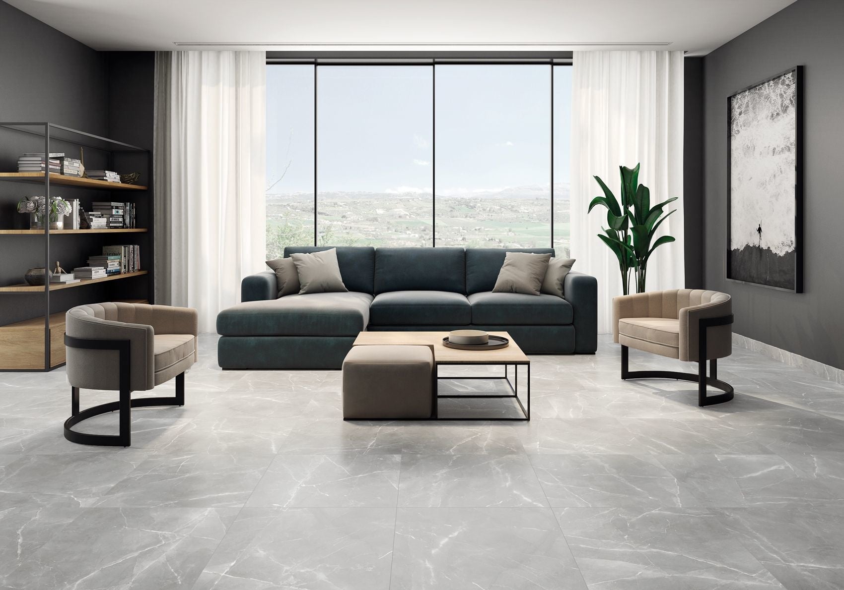 Stone Grey Porcelain Tile 600x600mm - Luxury Tiles UK