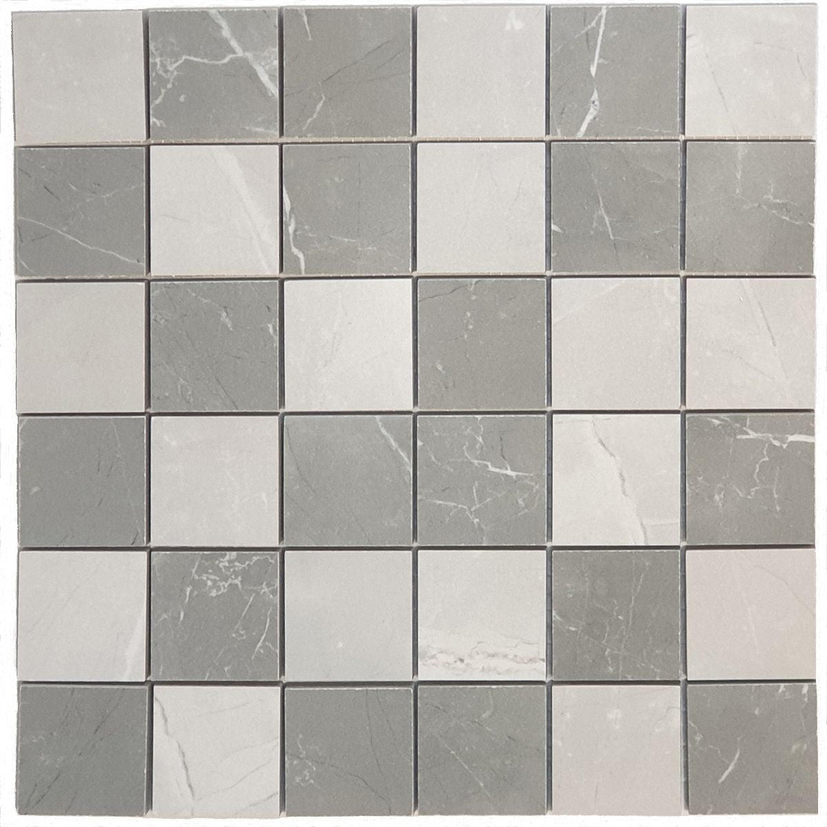 Stone Grey Marble Effect Mix Mosaic Tile 300x300mm - Luxury Tiles UK