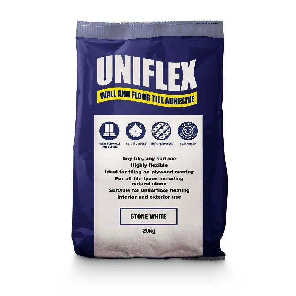 Uniflex White Wall & Floor Tile Adhesive 20kg Uniflex