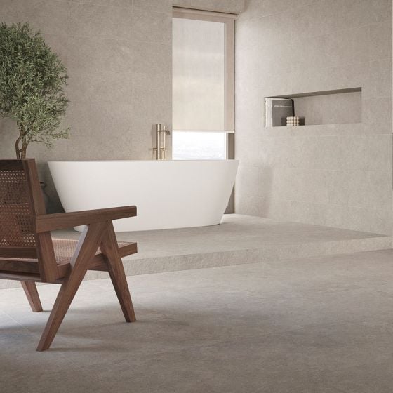 Orange Capital Grey Matt Stone Effect Porcelain Floor Tile - 600mm x 600mm - Luxury Tiles UK