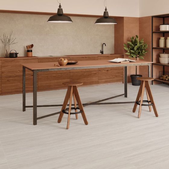 Orange Capital Ivory Matt Travertine Effect Porcelain Floor Tile - 600mm x 600mm - Luxury Tiles UK