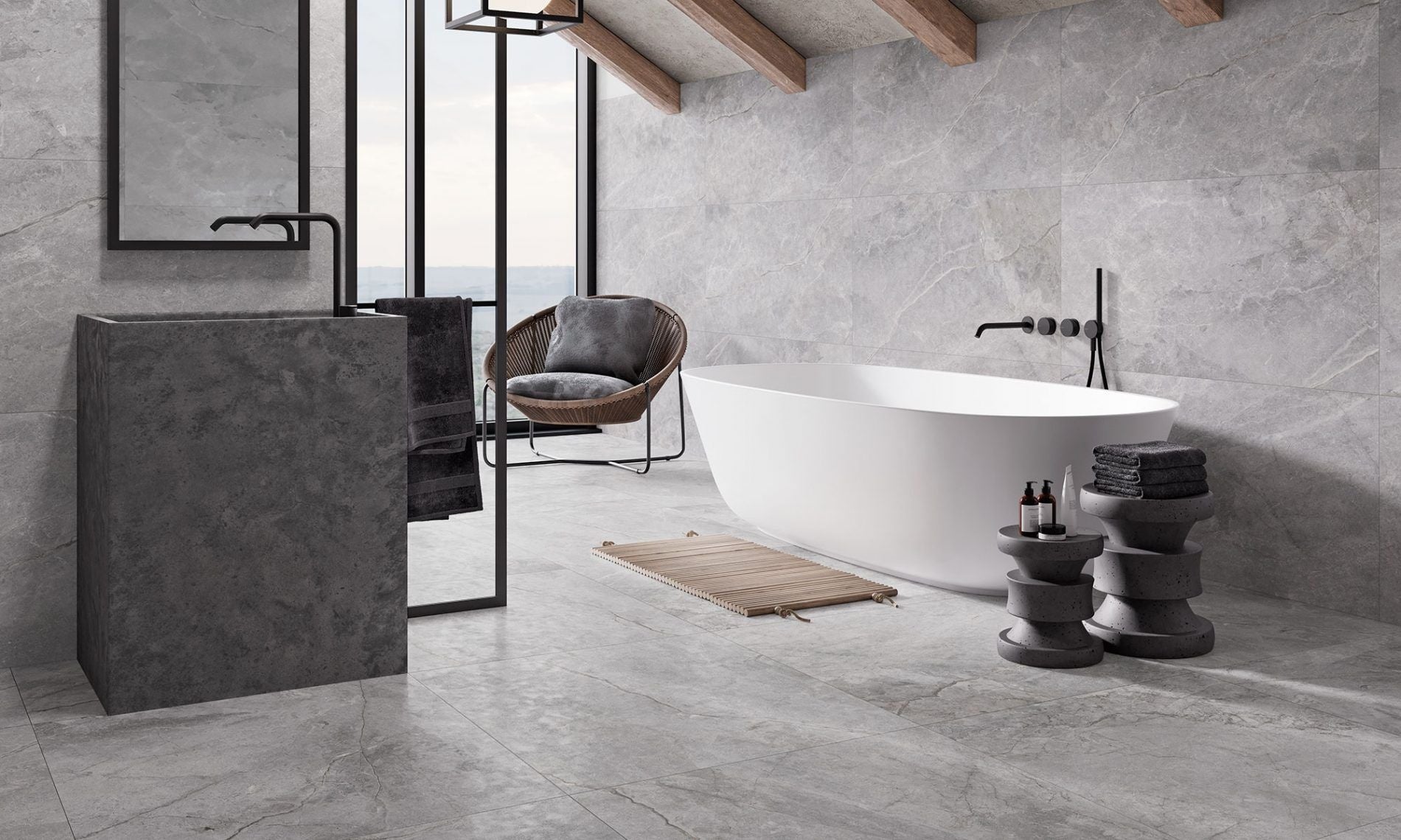 Grey Marble XL 600x1200mm Tile - Luxury Tiles UK