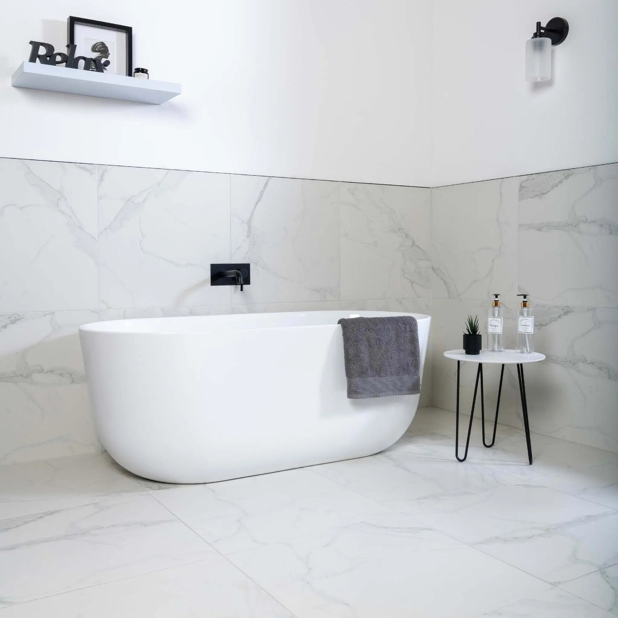 Verona Carrara Matt Marble effect Wall and Floor Tile 60x60cm Luxury Tiles