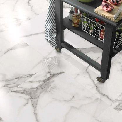 Verona Carrara Polished Marble effect Wall and Floor Tile 60x60cm Luxury Tiles