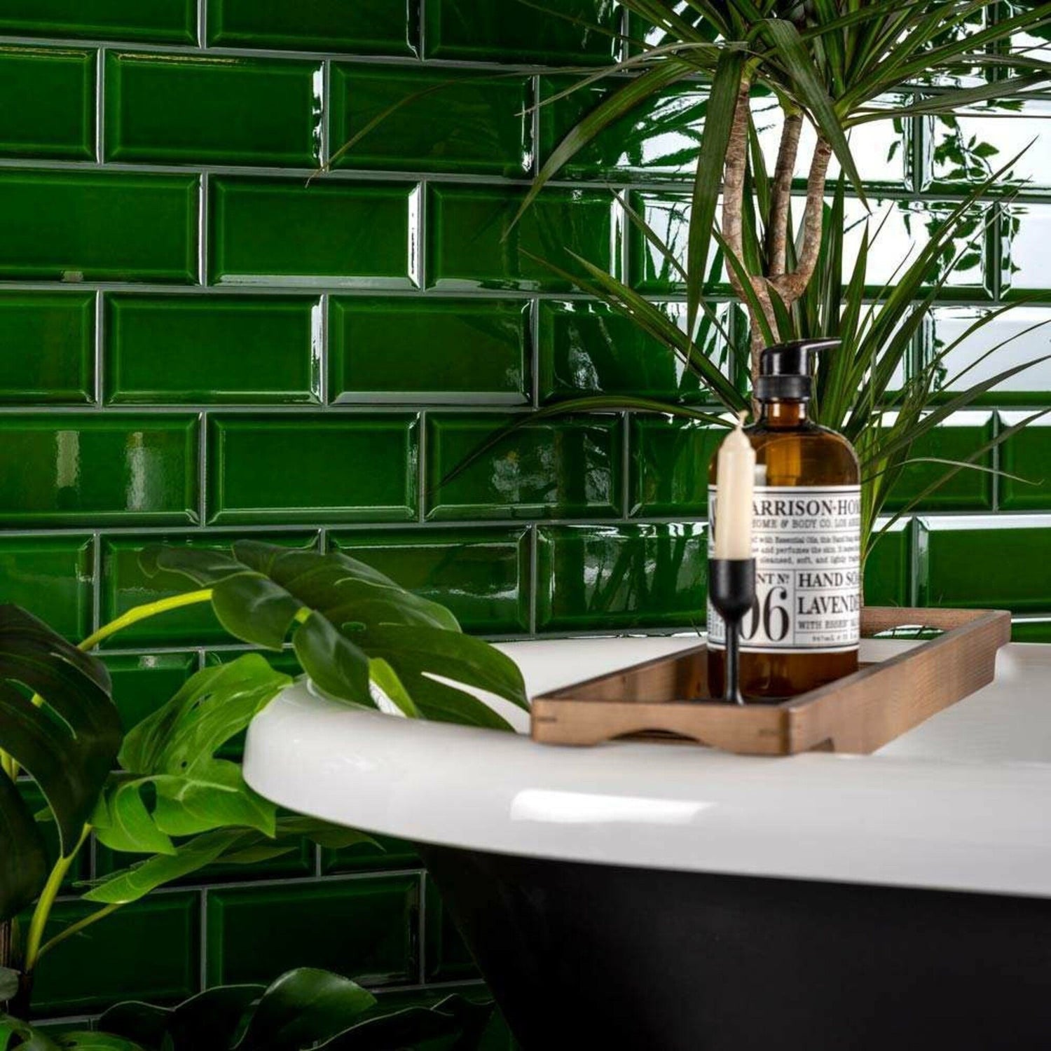 Royal Green Gloss  Bevelled Metro 200x100mm Tile