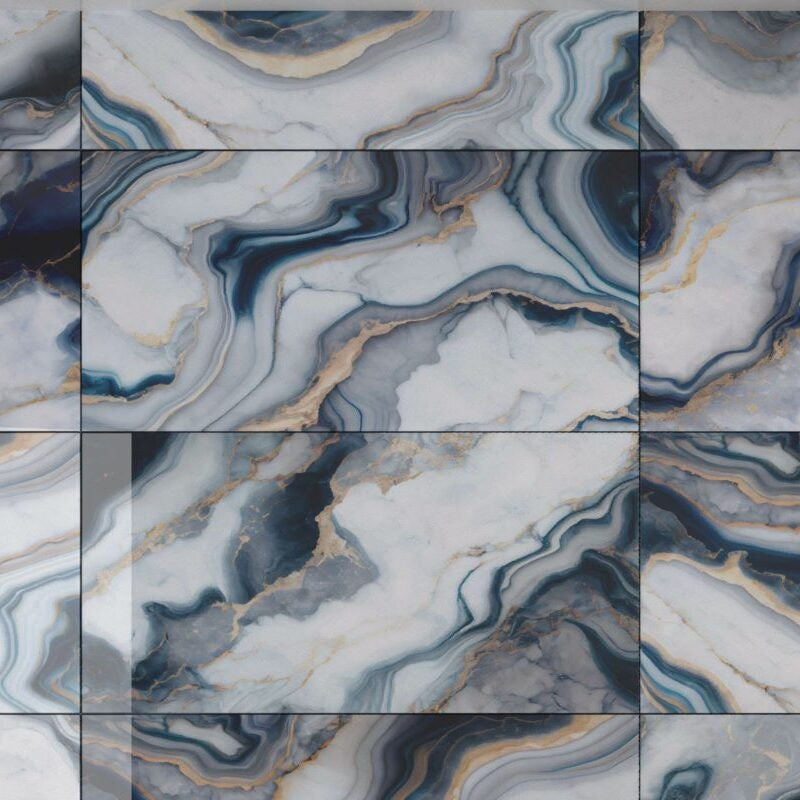 Carbone | Blue White Glass Tile 60x120 cm - Luxury Tiles UK