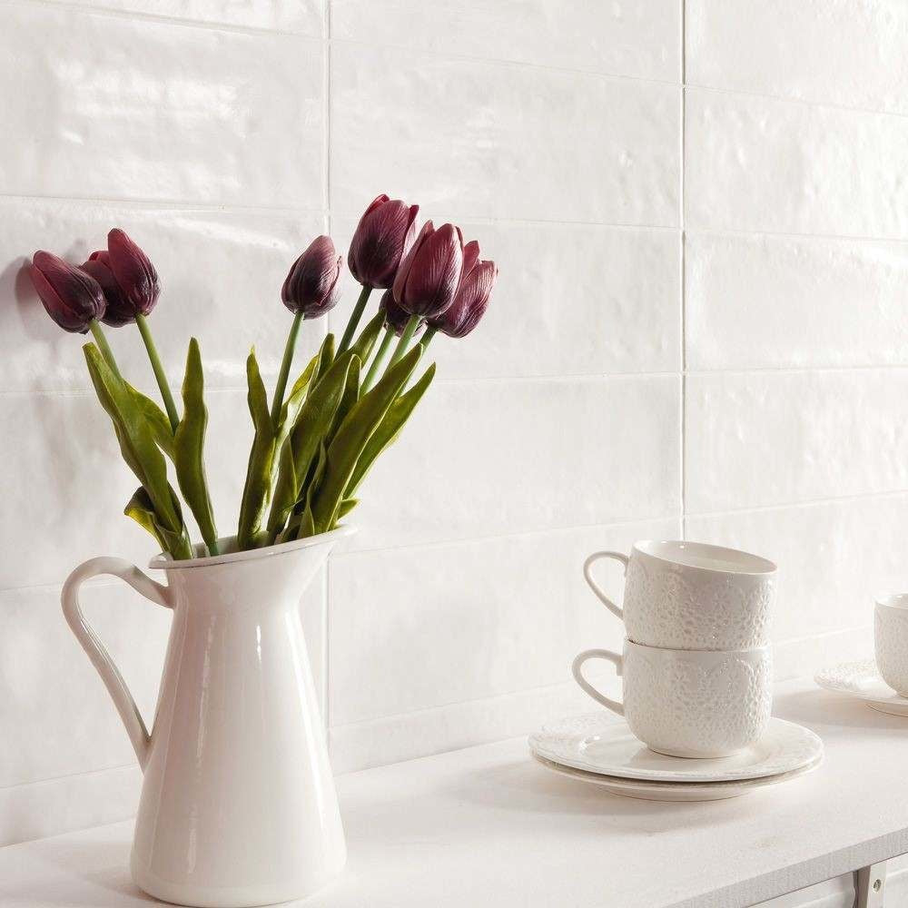 Artisan White Gloss Metro 30x10cm Tile - Luxury Tiles UK