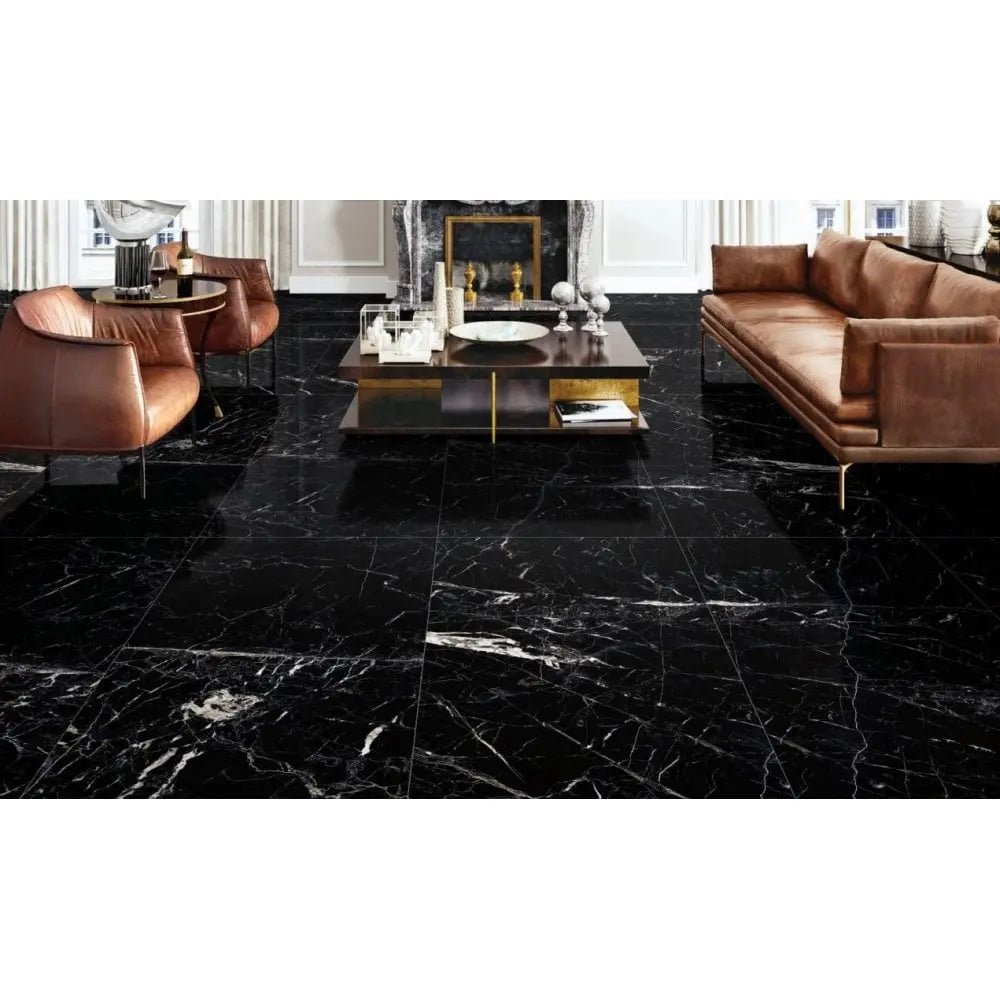 White Gold & Onyx Black | Marble effect Wall and floor Tile | 120x60cm - Luxury Tiles UK