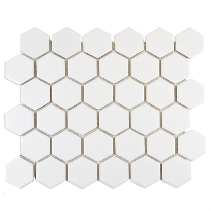 Gloss White Hexagon Porcelain Mosaic Tile