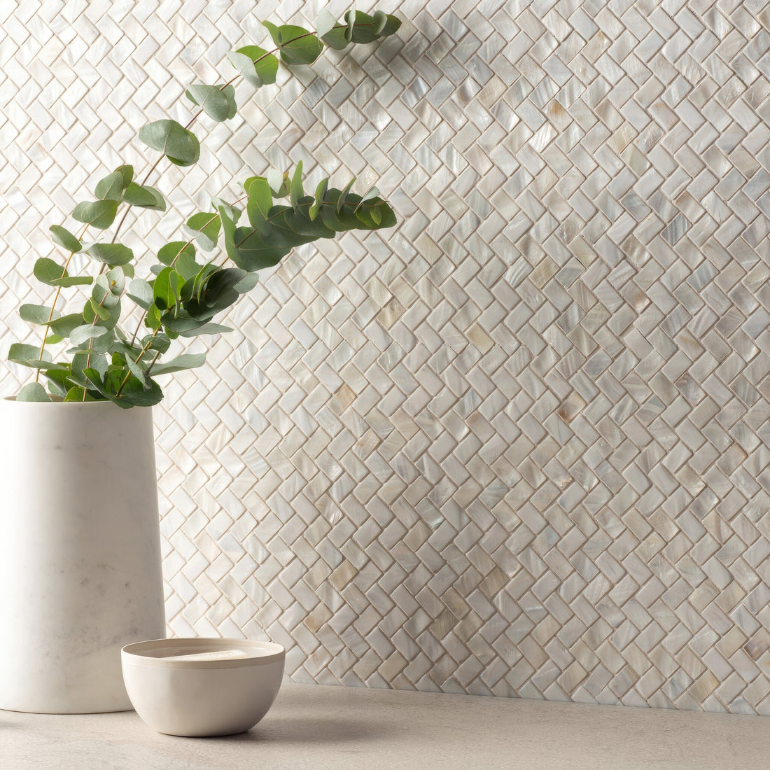 Mother of pearl mosaic herringbone