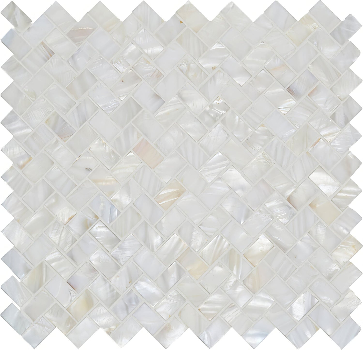 Oyster White Pearl Herringbone Polished Mosaic Tile