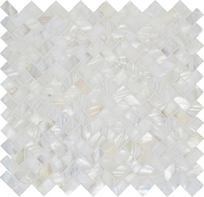 Oyster White Pearl Herringbone Polished Mosaic Tile