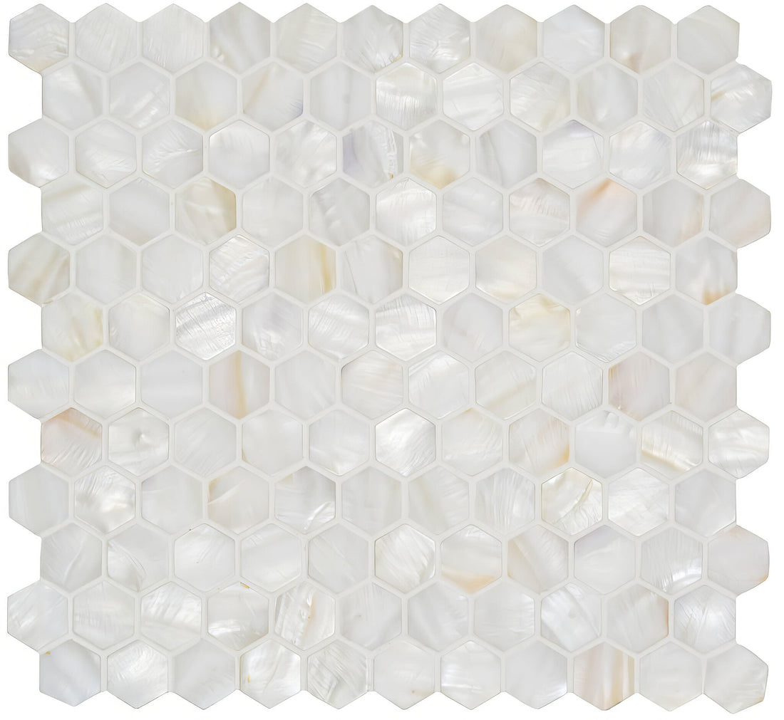 White pearl hexagon mother of pearl shell mosaics