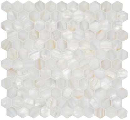 White Pearl Hexagon Shell Mother of Pearl Mosaic