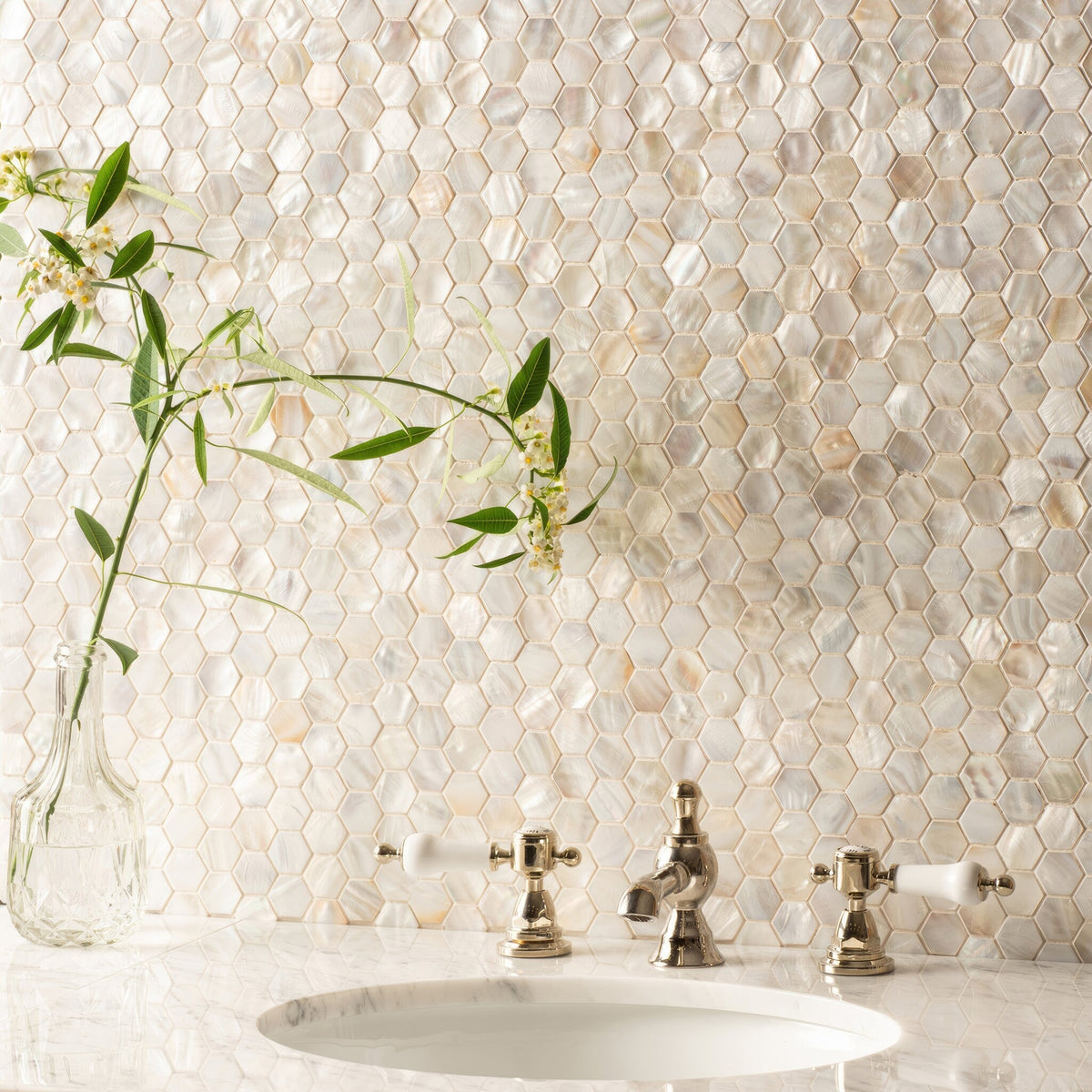 Pearl Shell Tile White Pearl Hexagon Shell Mosaic | Luxury Mother of Pearl Mosaics ...