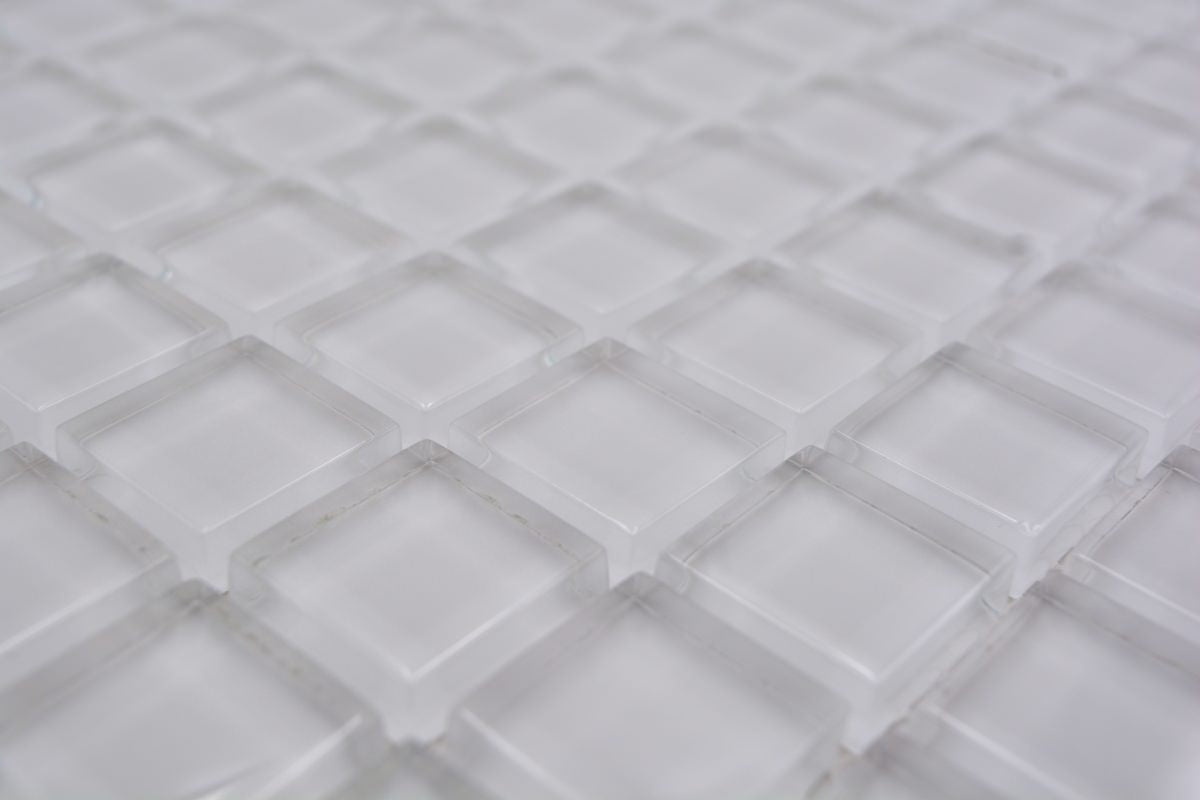 Sweden White Glass Mosaic Tile - 8 mm