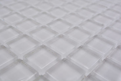 Sweden White Glass Mosaic Tile - 8 mm