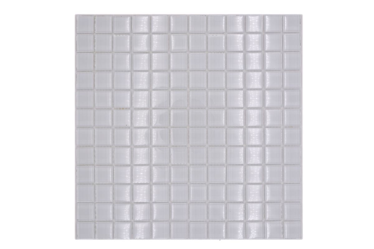 Sweden White Glass Mosaic Tile - 8 mm