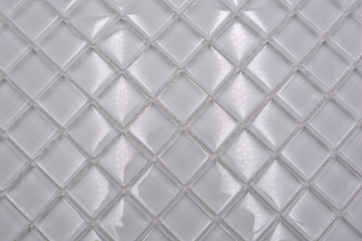 Sweden White Glass Mosaic Tile - 8 mm