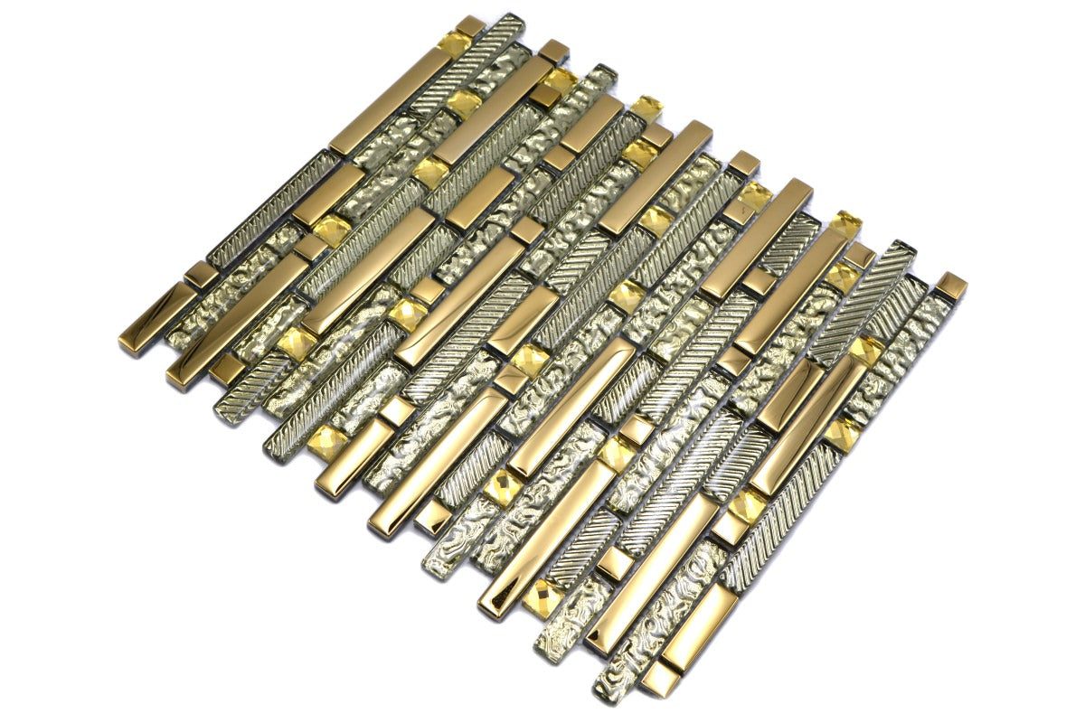 Chiara Gold Glass Mosaic Tile 31x34cm