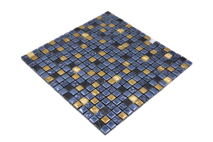 Midnight Sands Glass Natural Stone Mosaic Tile Black Gold