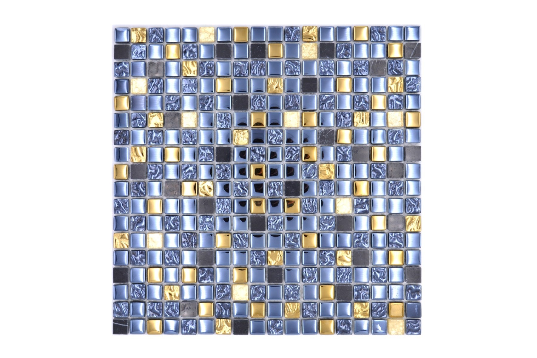 Midnight Sands Glass Natural Stone Mosaic Tile Black Gold - Luxury Tiles UK