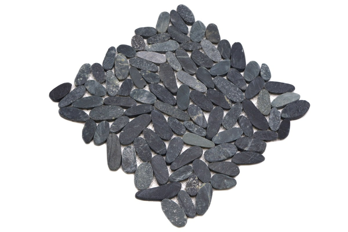 Riverstone Black Flat Cut Pebble Mosaic 300mm x 300mm