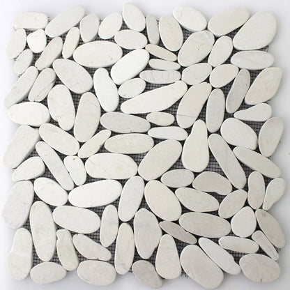 Zella Mosaic Pebble Cut White Tile  305x305cm