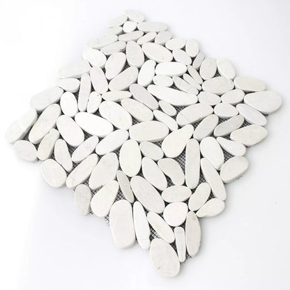 Zella Mosaic Pebble Cut White Tile  305x305cm