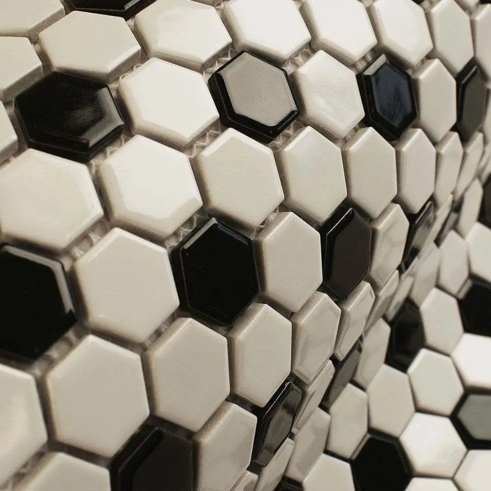 Shapes Hexagon Matt White Black Mosaic Tile Luxury Tiles